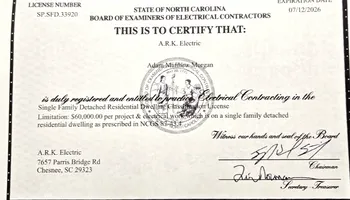 Electric Vehicle Installation for A.R.K Electric LLC in Chesnee, SC