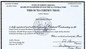 Electric Vehicle Installation for A.R.K Electric LLC in Chesnee, SC