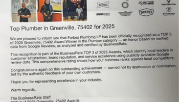 Water Heater Install & Removal for Forbes Plumbing in Greenville, TX