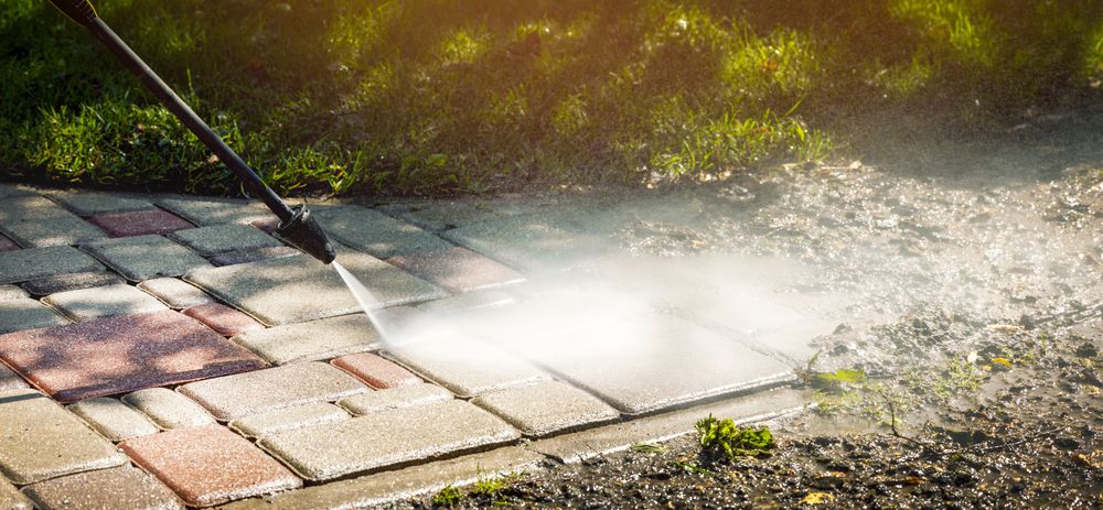 Pavers under the pressure washer