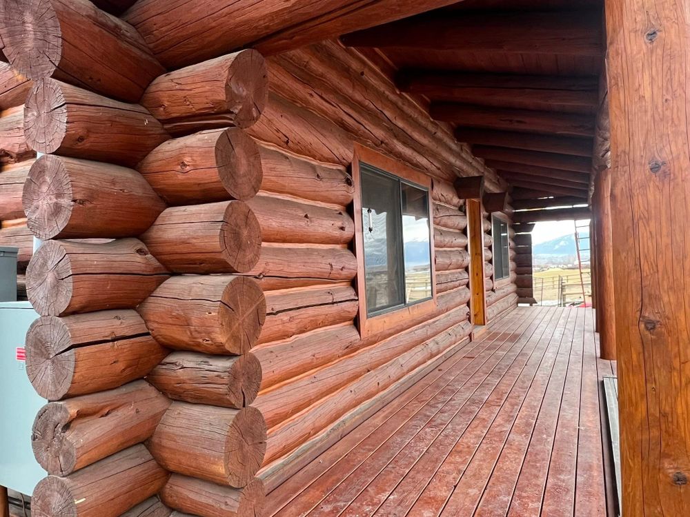 Log Home Restoration for True Blue Logworks LLC in Corvallis, MT