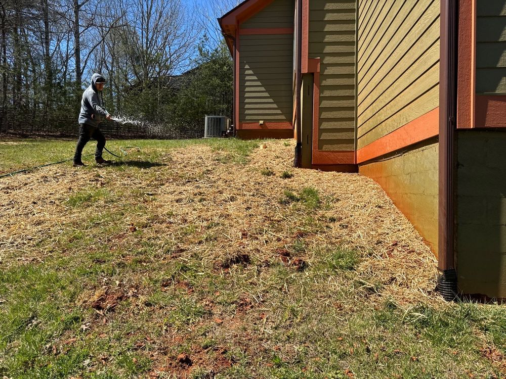 Turf repair, overseeding and top dressing for HG Landscape Plus in Asheville, NC