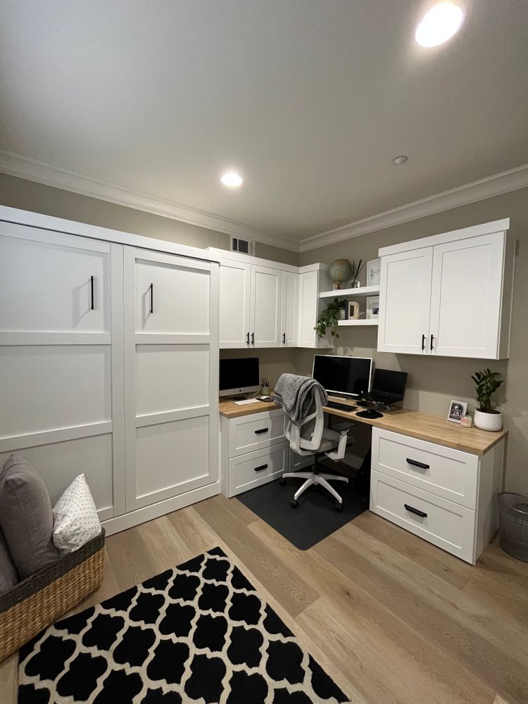 Home Office + Guest Room Combo for Beachside Interiors Design & Remodeling in Newport Beach, CA