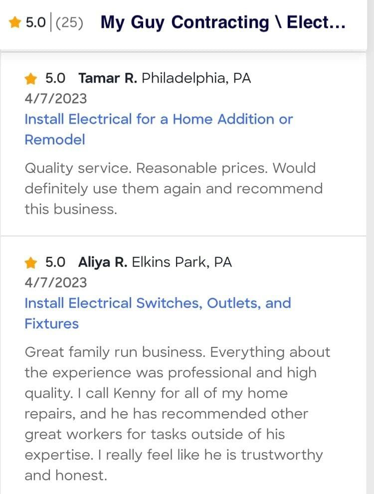 All Photos for My Guy Contracting/Electrical Remodeling LLC. in Philadelphia, PA