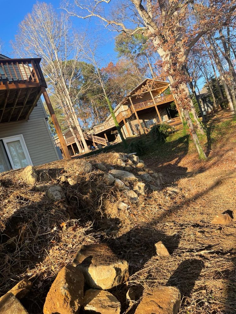 Before & After Retaining Wall for Rosales Landscaping LLC in Lake Gaston, North Carolina