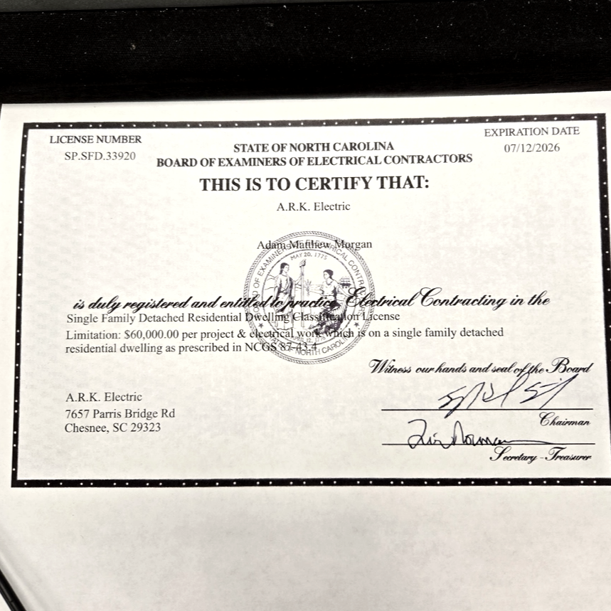 All Photos for A.R.K Electric LLC in Chesnee, SC