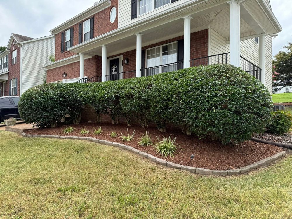 Our mulch installation service enhances your landscape's health and appearance by expertly installing or renovating mulch beds, improving soil moisture retention, reducing weed growth, and giving your garden a fresh look. for Foxlan Landscapes in Fairview, TN