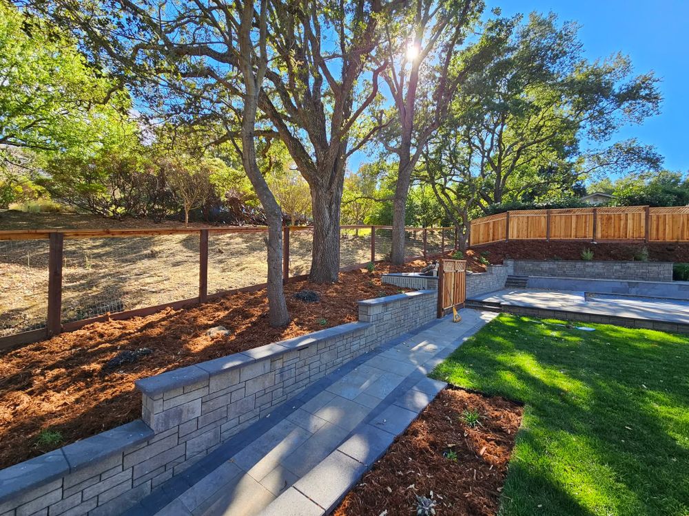 Block, Boulder and Timber Walls for Martin Stanko Landscape Construction in Livermore, CA