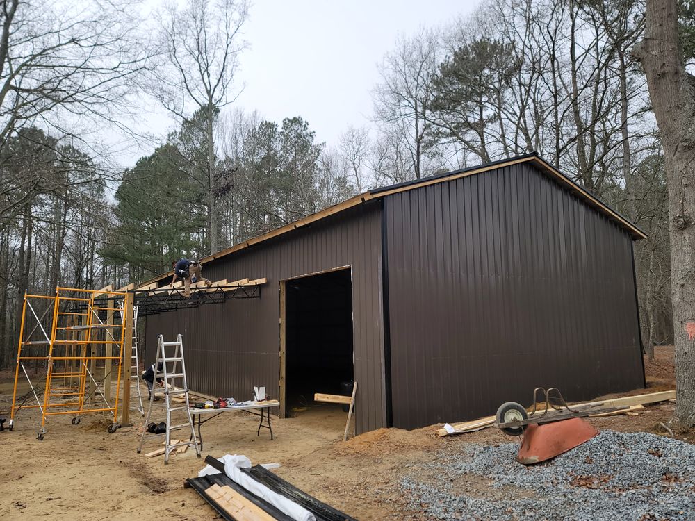 Steel Truss Pole Barns for Platinum Outdoor Services LLC in Conover, NC