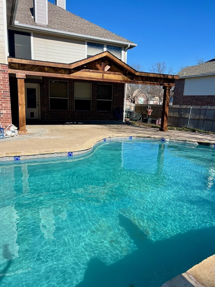 Enhance your outdoor space with our custom pergolas, providing stylish shade and an elegant touch. Perfectly designed to complement your pool area for relaxation and enjoyment in any weather. for Black Diamond Custom Pools LLC in Azle, TX