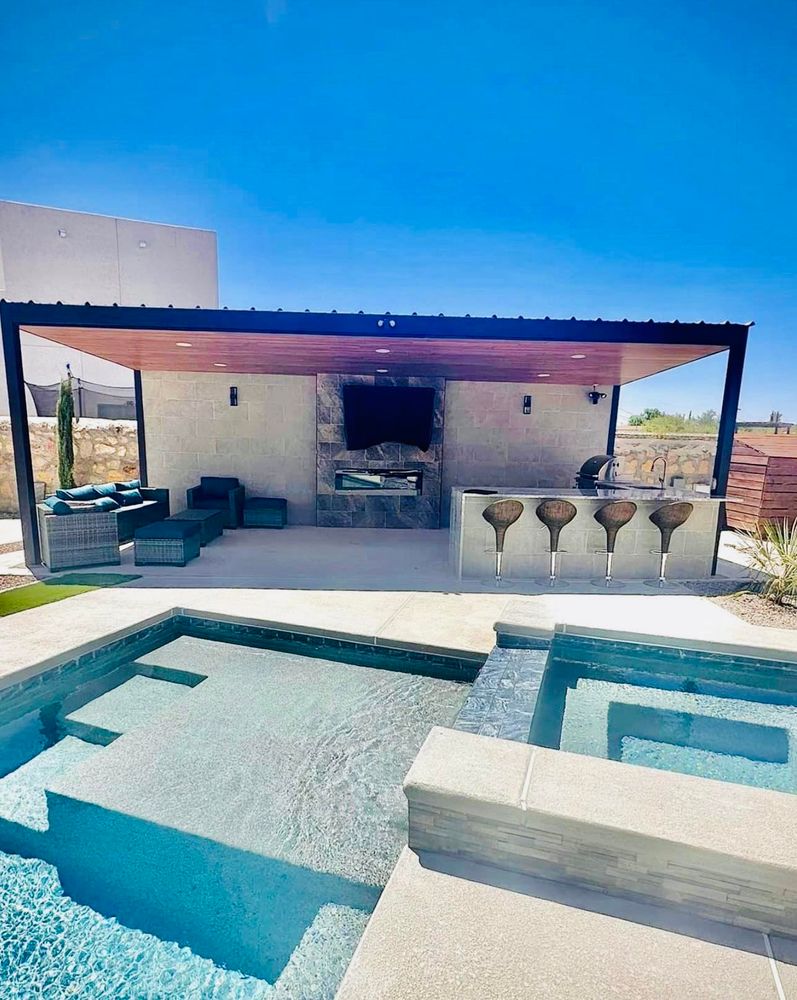 Enhance your outdoor space with our Custom Pool Construction service, seamlessly integrating patio design & construction to create an exquisite and functional oasis tailored perfectly to your home's aesthetic and needs. for Inova Hardscape in El Paso, TX