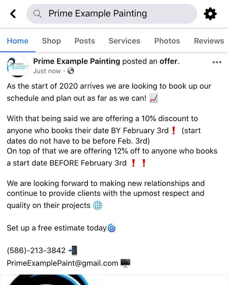 instagram for Prime Example Painting LLC in Detroit, MI