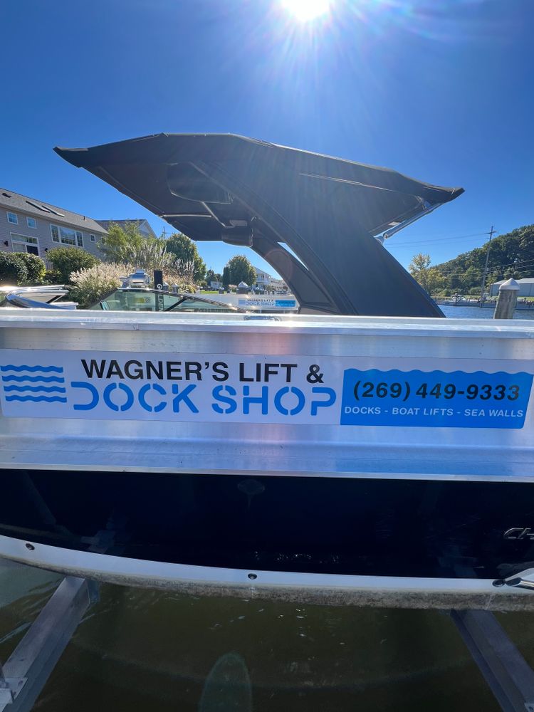 Boat lift Installation for Wagner's Lift and Dock Shop LLC in Watervliet, MI