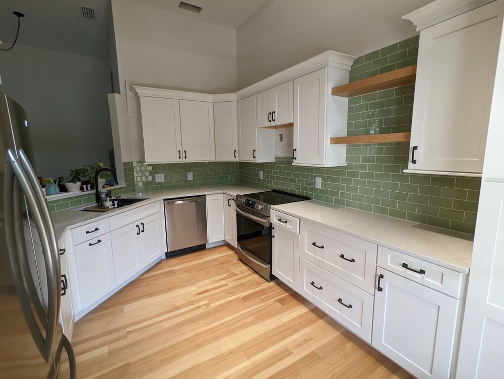 Transform your kitchen with our expert counter tiling service, offering personalized designs and professional installation to enhance durability and style in one of the most important spaces in your home. for Paul Dooley Stone and Tile Art in Orlando, FL