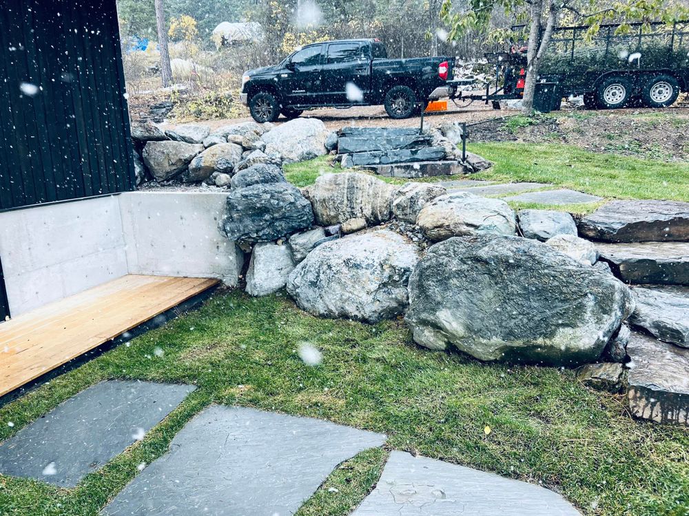 Our Natural Stone Hardscape service offers professionally designed outdoor spaces using durable and aesthetically pleasing natural stone materials, enhancing the beauty and functionality of your landscape. for Diamond Landscape & Hardscape LLC in Kalispell, MT