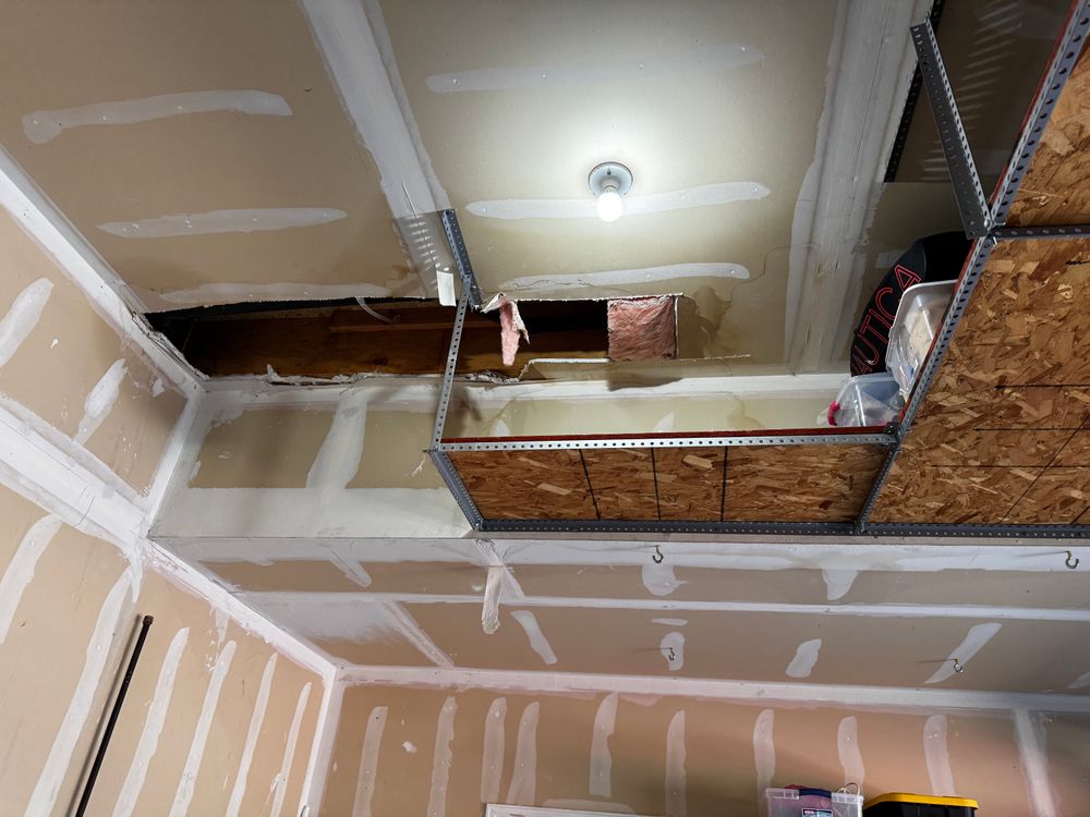 Professional garage drywall installation using 5/8-inch fire-rated panels. Fire-taped and code-compliant for safety, durability, and a clean finish. for Patch Pros LLC in Denver, CO