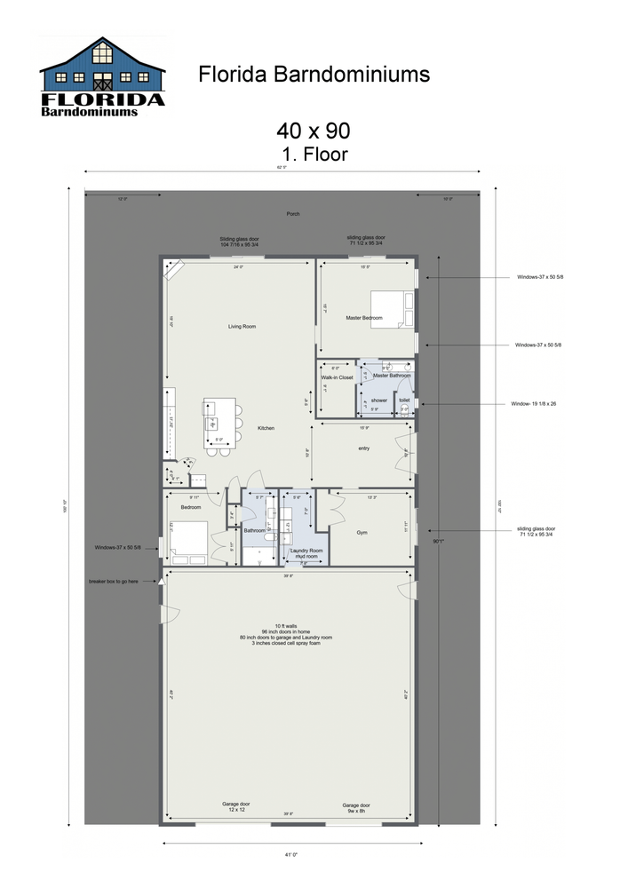 1-Level Floor Plans  for Florida Barndominiums in Homosassa Springs, FL