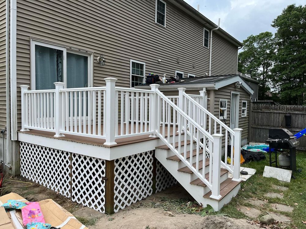 Transform your outdoor space with our expert deck and patio installation services, offering high-quality craftsmanship and personalized designs to enhance your home's beauty, value, and functionality. experience seamless execution from start to finish. for DC 57 Construction Corp in Whitman, MA