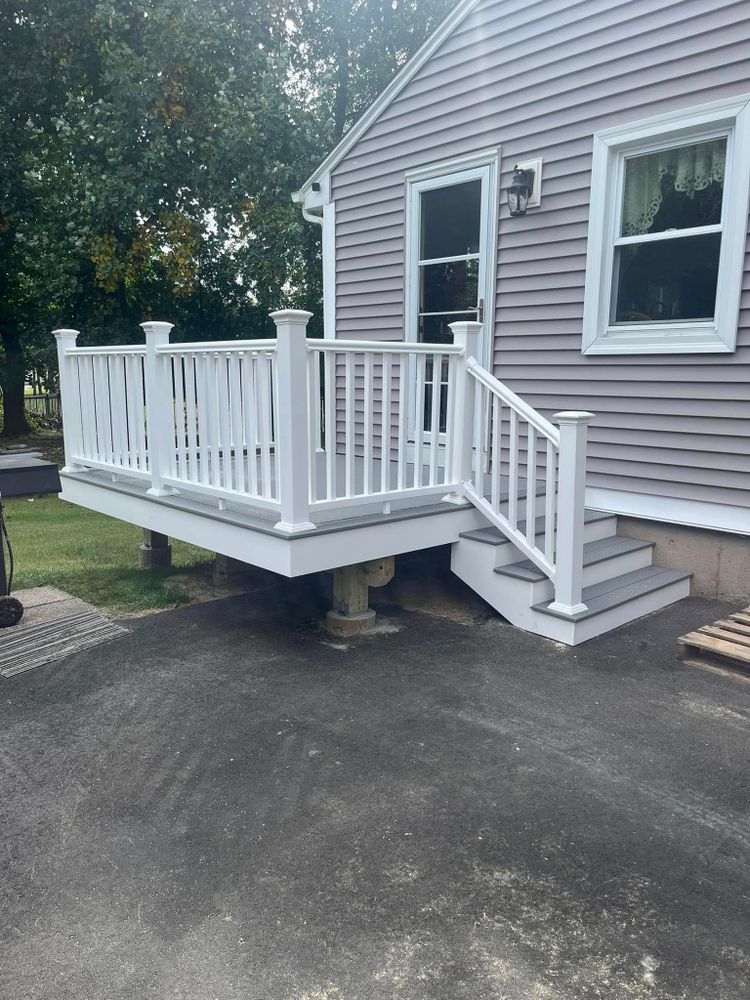 Transform your outdoor space with our expert deck and patio installation services, offering durable materials, customized designs, and professional craftsmanship to enhance beauty and functionality in your home's exterior oasis. for EMB Construction LLC in Newington, CT