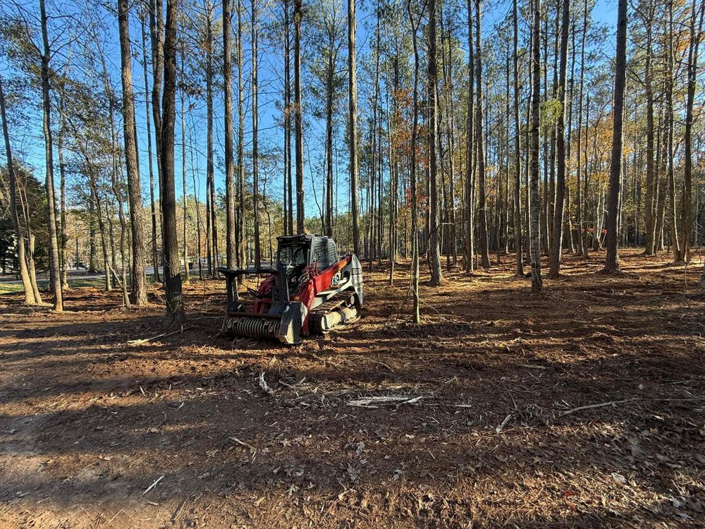 Efficient forestry mulching services for clearing brush, trees, and overgrown areas. Restore your land with eco-friendly solutions that improve soil health and prepare properties for future use. Ideal for trails, firebreaks, and site prep for homes for Dirt Pro Land Solutions in Fayetteville, GA