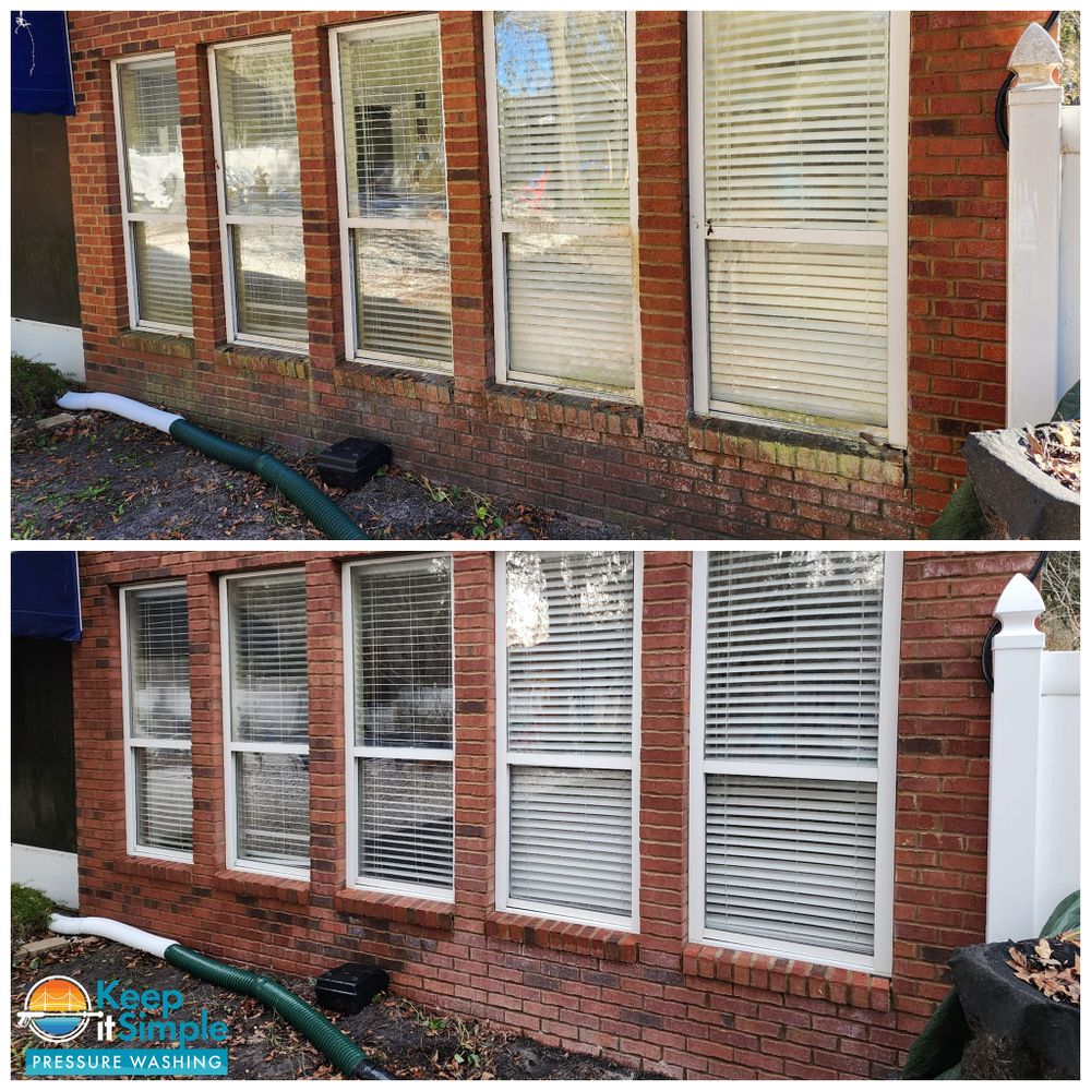 Enhance your home's curb appeal with our professional window cleaning service. Our experienced team uses safe and effective methods to leave your windows sparkling clean, inside and out. for Keep It Simple Pressure Washing in Brunswick, GA