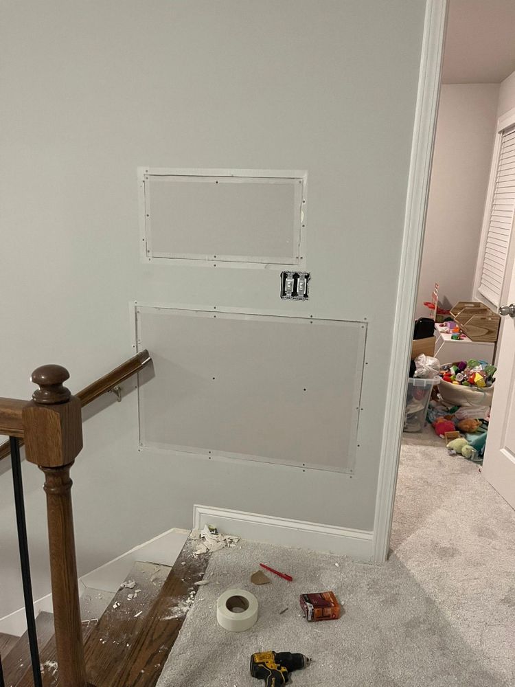 Our drywall and plastering service repairs holes, cracks, and damaged walls or ceilings, delivering smooth, seamless finishes that restore your home’s appearance and prepare surfaces perfectly for painting. for Helpafella Handy Man Service in Cornelia, GA
