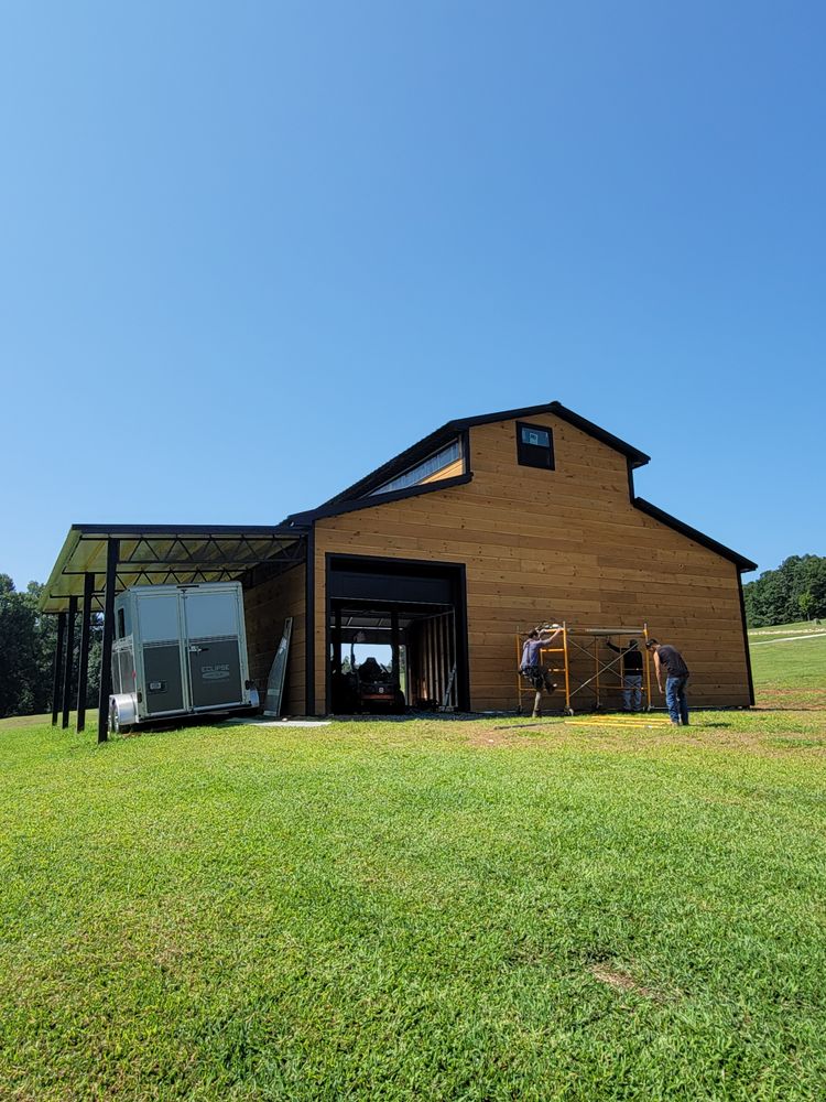 Steel Truss Pole Barns for Platinum Outdoor Services LLC in Conover, NC