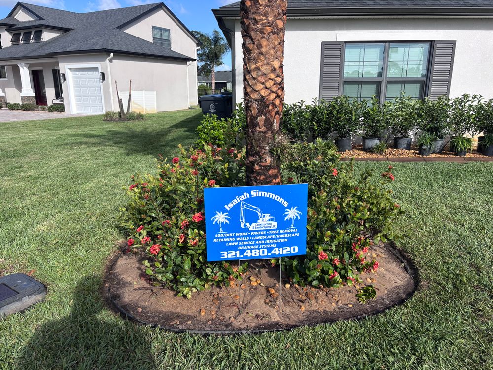 Full scale landscape designing and installations for Isaiah Simmons Construction and Landscaping LLC in Brevard County, Florida