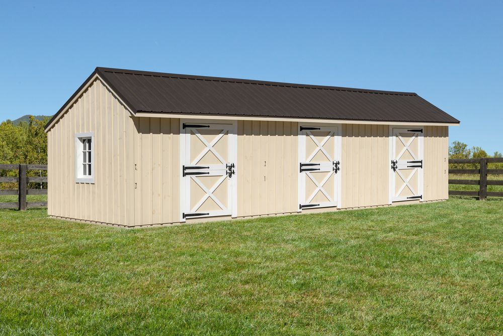 Our Run-In Sheds are a durable, practical solution for sheltering horses and livestock while enhancing the look of your property. Each structure is built with quality craftsmanship and designed to withstand daily use and tough weather conditions. for Pond View Mini Structures in  Strasburg, PA