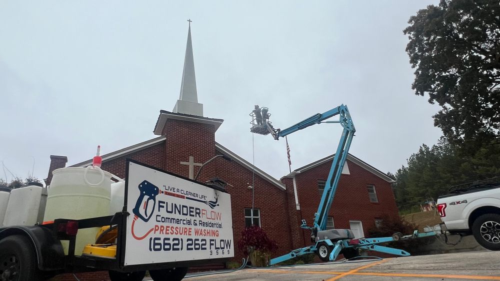 Steeple Cleaning for FunderFlow Commercial and Residential Pressure Washing Inc in Tupelo, MS