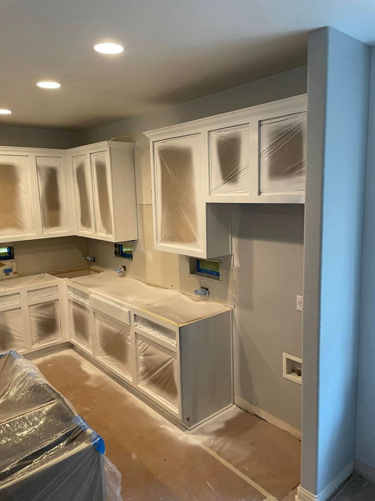 Revitalize your kitchen with our expert cabinet refinishing services. We transform worn surfaces into stunning, durable finishes that enhance beauty and durability, giving your kitchen a fresh new look without the hassle. for Texas Steady Drywall and Paint in Austin, TX