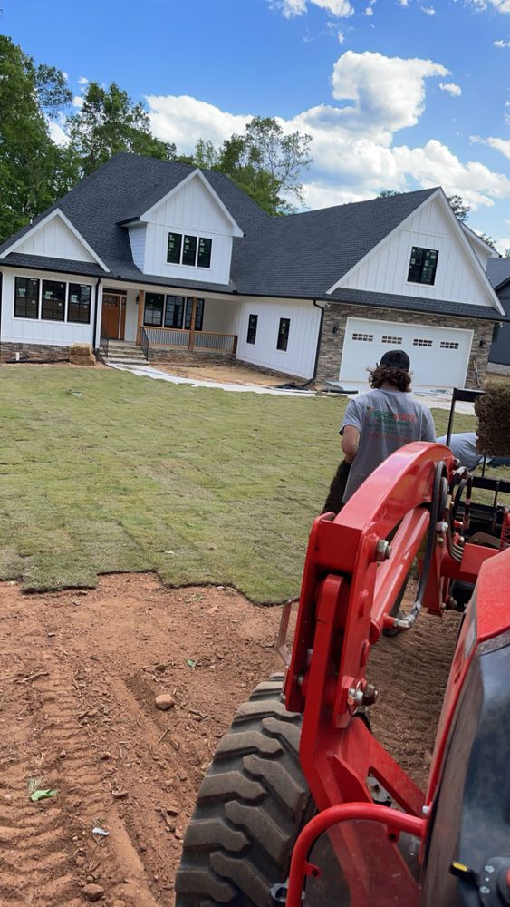 We provide professional sod installation for homeowners looking to transform their outdoor spaces to lush and green lawns, enhancing the overall aesthetics of their property. for Peach State Landscaping in Hartwell, GA