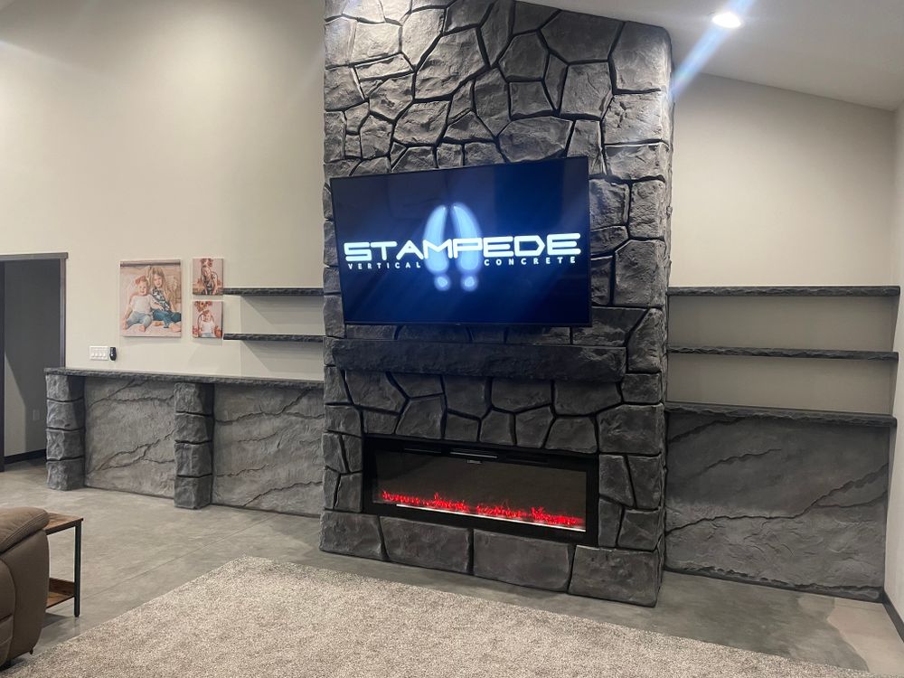 Interior fireplace & feature walls  for STAMPEDE Vertical Concrete in Isanti, Minnesota