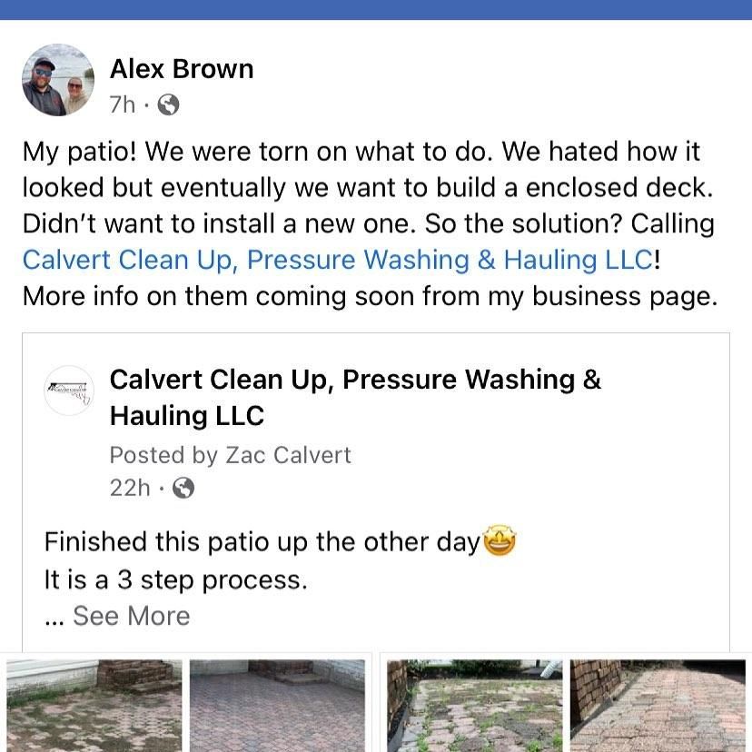 instagram for Calvert Clean Up, Pressure Washing & Hauling LLC in Pasadena, MD