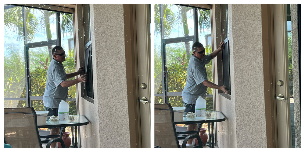 The IPC Screen Cleaning Eagle utilizes water flowing thru 2 upright brush lengths that clean both sides of screen at same time. This lower the chance of damaging screens, which happens almost always when trying to clean them by hand. Better Way! for My Window Guys in Venice, FL