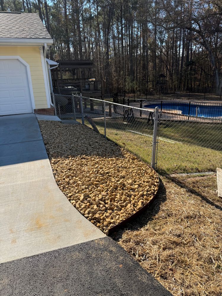 Mulch, Pine straw & Rock Landscaping Installs for Dirt Pro Land Solutions in Fayetteville, GA