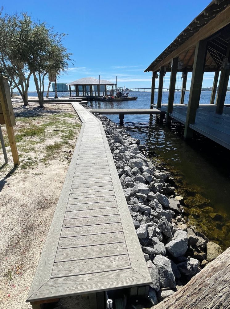 Our Seawalls service provides a durable and aesthetic solution to protect your waterfront property from erosion and flooding, enhancing both the safety and beauty of your shoreline. for Gilley Marine Construction in Ono Island, AL