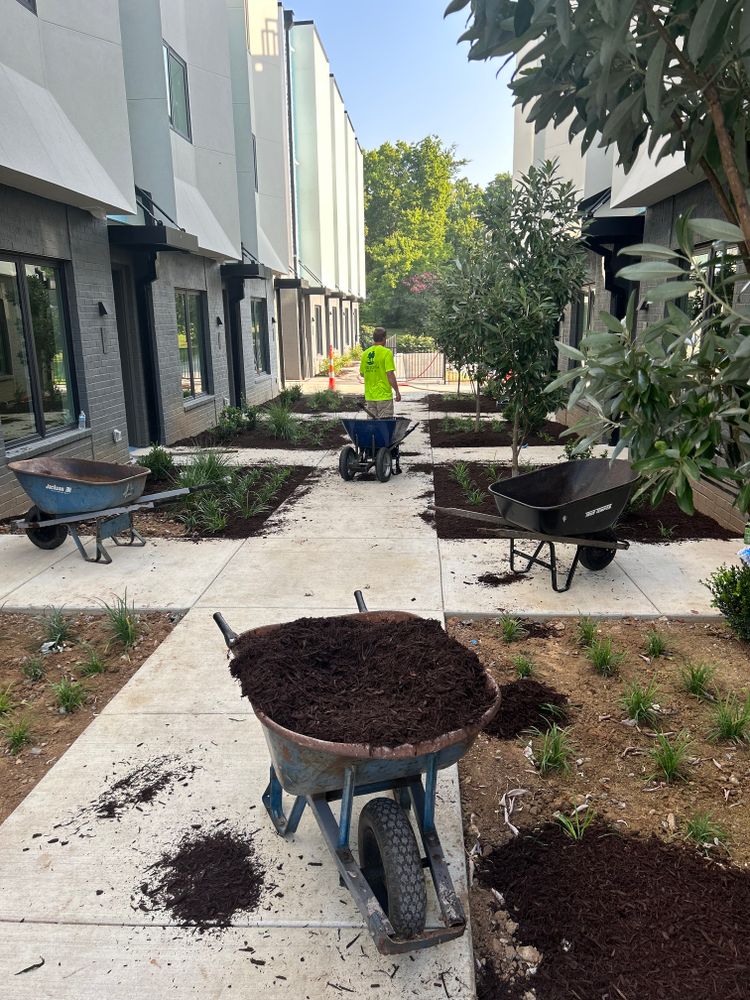 Our commercial Mulch Installation service is designed to enhance the appearance of your lawn while providing essential protection and nutrients for your plants, promoting healthy growth and preserving moisture levels. for Mid South Lawn Inc. in Nashville, TN