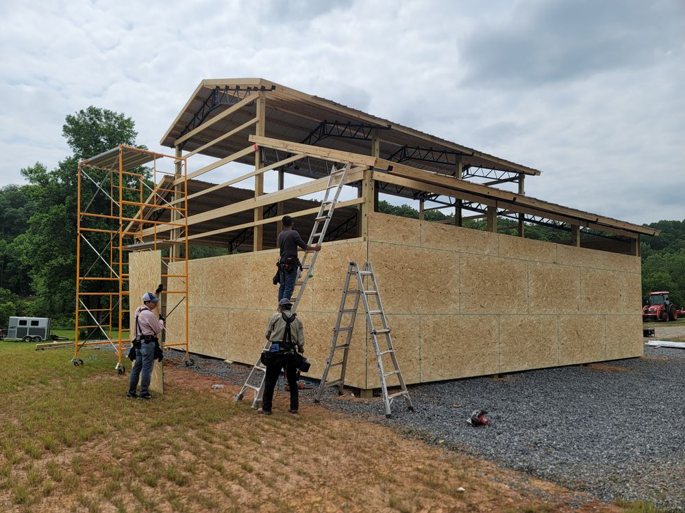 Steel Truss Pole Barns for Platinum Outdoor Services LLC in Conover, NC