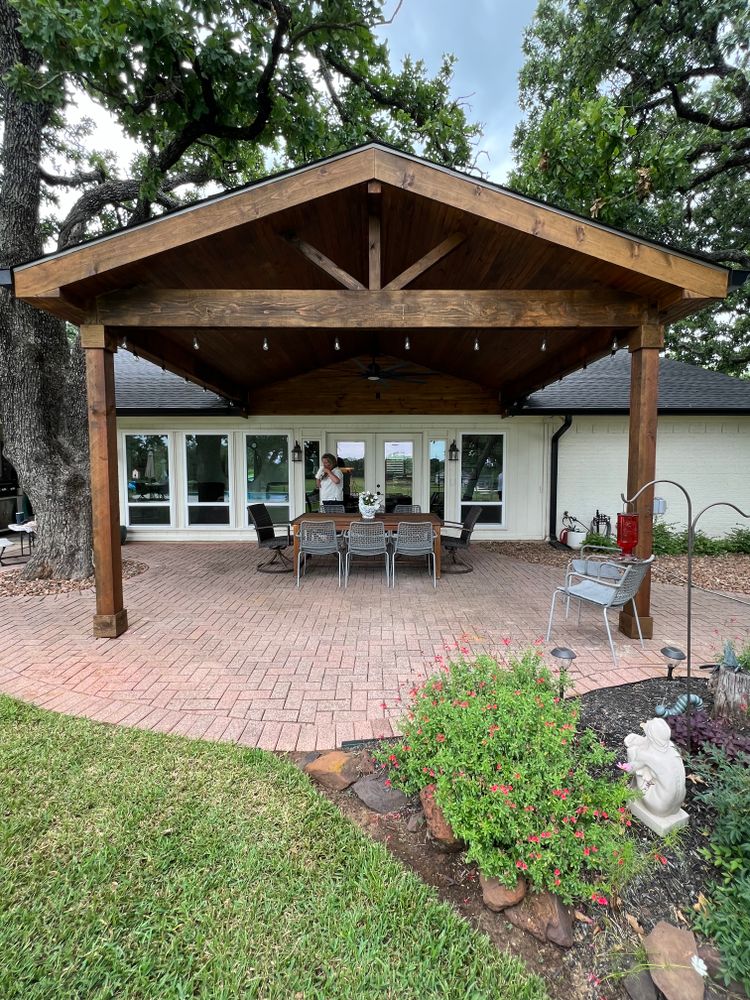 Enhance your outdoor living space with our deck & patio installation services, featuring high-quality patio covers and pergolas that provide shade, protection, and aesthetic appeal to your home's exterior. for Koblis Construction Services in Dallas, TX