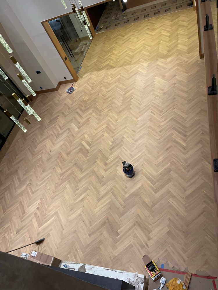 6000 sq ft Herringbone install for Robledo’s LoneStar Flooring in Kyle, TX