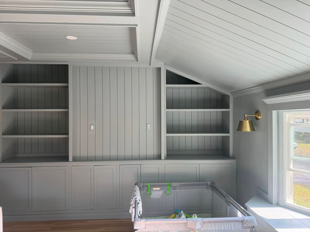 Enhance your kitchen or bathroom with our Cabinet Staining service, offering a rich, long-lasting finish. Our skilled artisans transform worn cabinets into stunning focal points that elevate your home's aesthetic appeal. for Belfort Builders in Kingston, MA