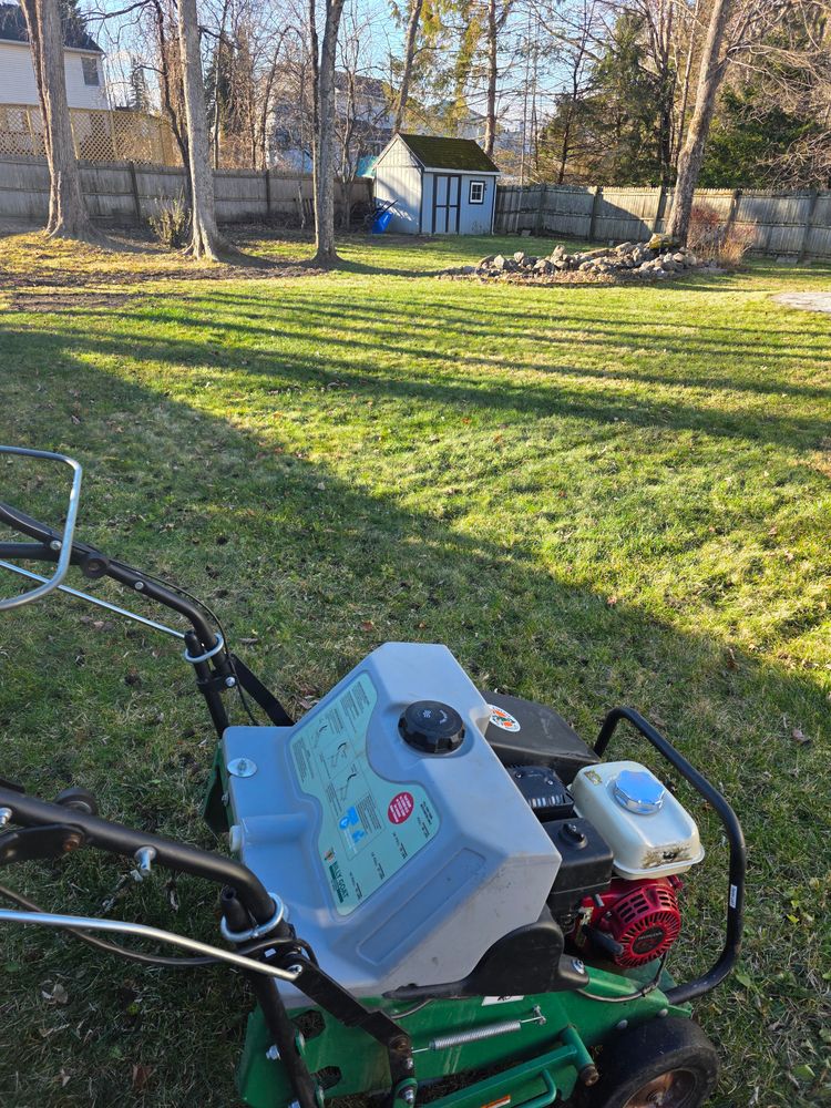 Our dethatching and aeration service removes lawn buildup, relieves soil compaction, and improves air, water, and nutrient flow—helping your grass grow thicker, greener, healthier roots for a stronger lawn. for Sweet Scapes in Ballston Spa, NY