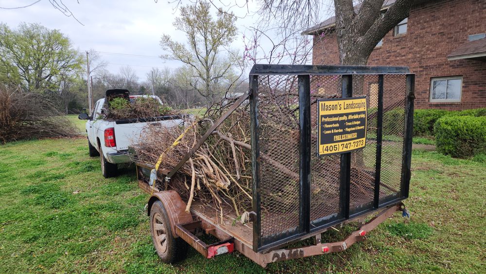 Our Fall and Spring Clean Up service includes raking leaves, removing debris, trimming bushes, and preparing your yard for the new season. Let us help keep your yard looking its best year-round. for Mason's Landscaping in Stillwater, OK