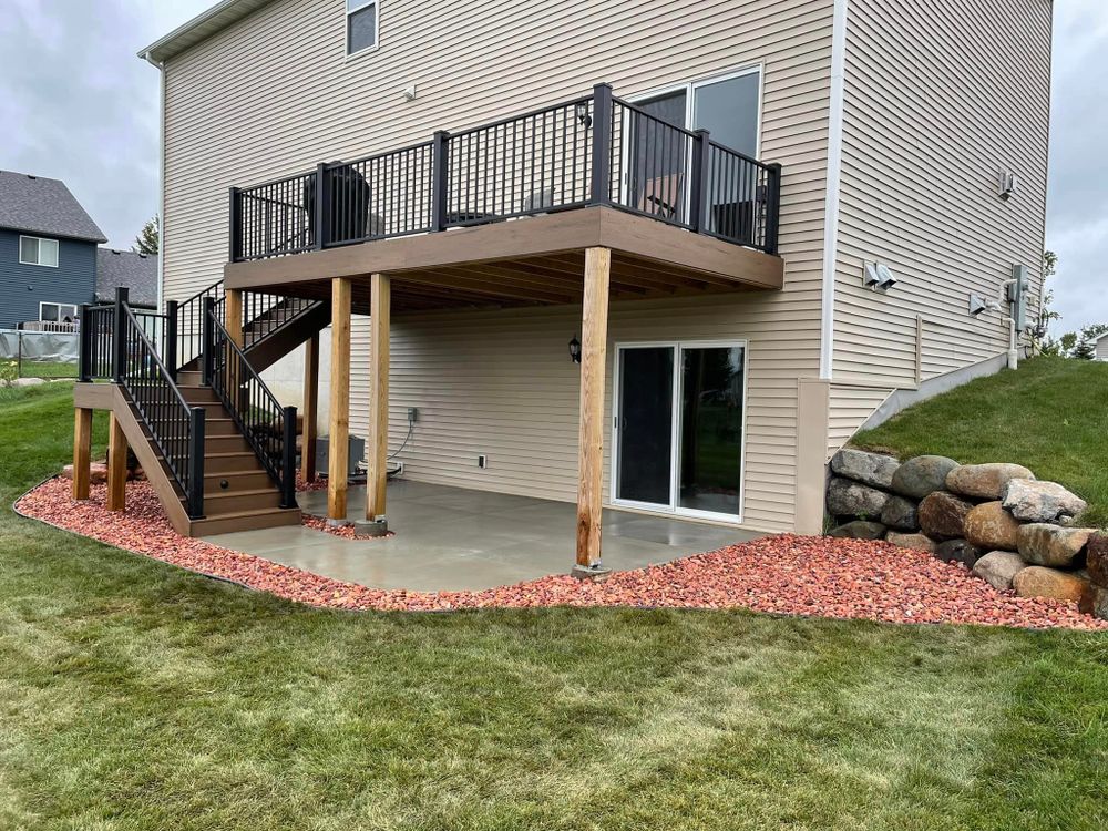 Our Patio Design & Installation service offers homeowners the opportunity to enhance their outdoor living space with custom concrete designs expertly installed by our skilled team for a stylish and functional patio. for Mickelson Concrete LLC  in Webster, MN 