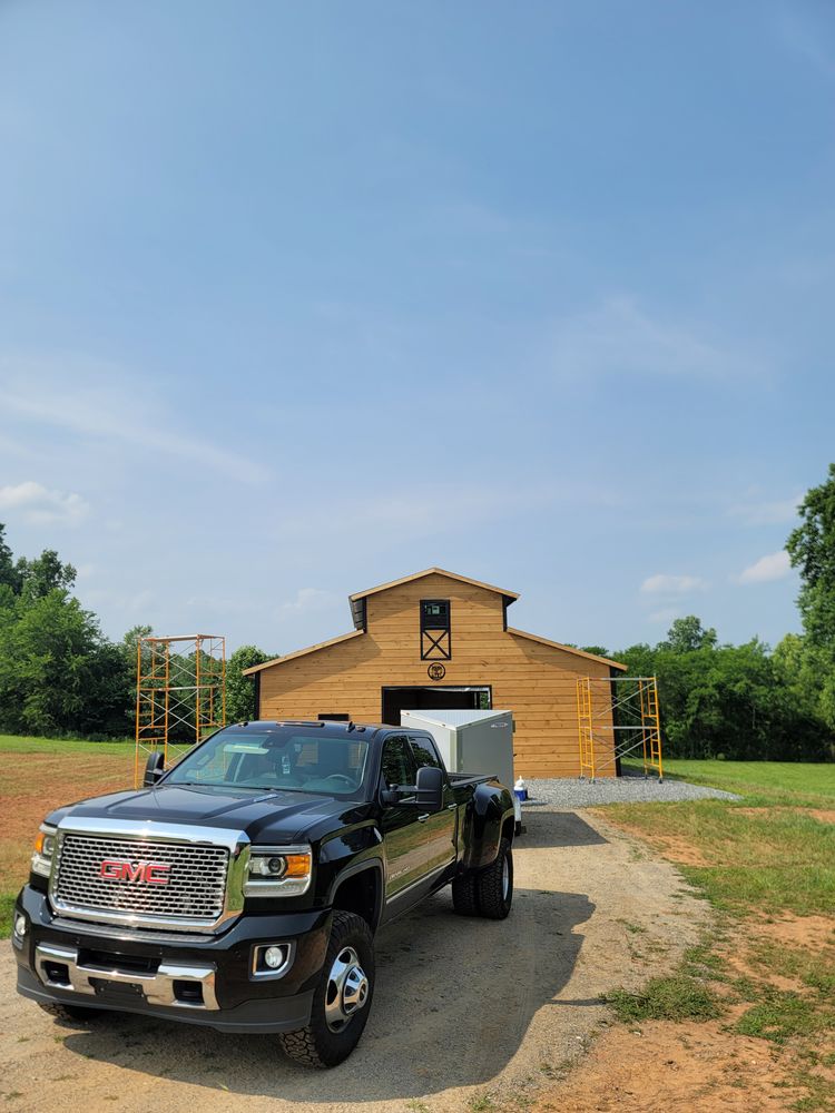 Steel Truss Pole Barns for Platinum Outdoor Services LLC in Conover, NC