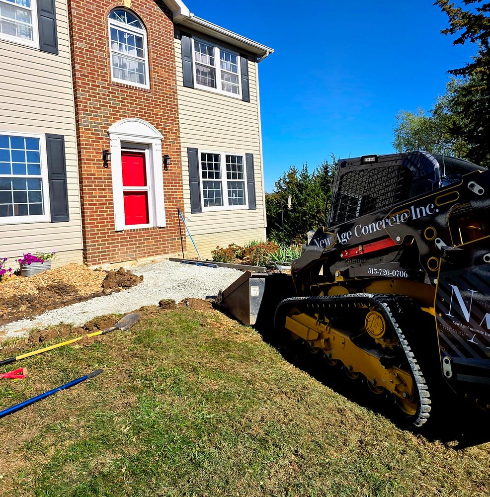 Our stair design and installation service offers homeowners custom, durable solutions, transforming spaces with expertly crafted concrete stairs that blend functionality and aesthetics seamlessly for any indoor or outdoor area. for New Age Concrete in Perry, IA