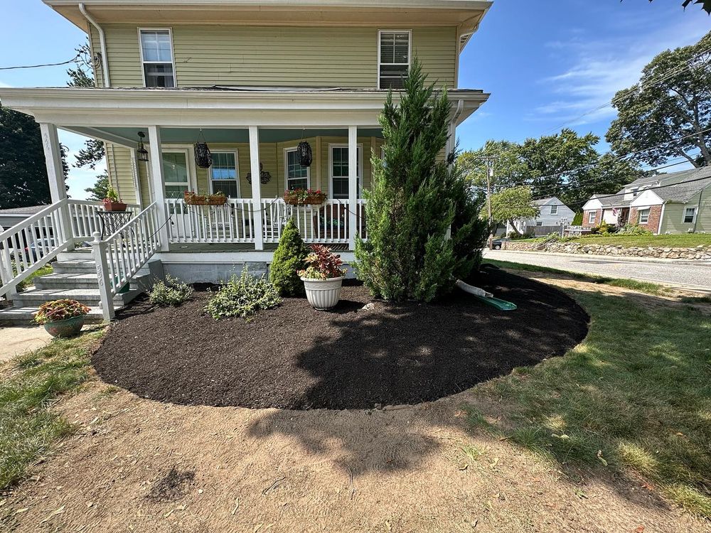 Our Mulch Installation service provides a low-maintenance solution to beautifying your property by helping retain moisture, prevent weed growth, and add nutrients to soil for healthier plants. Schedule your appointment today! for Garduno Landscaping LLC in Cumberland, RI