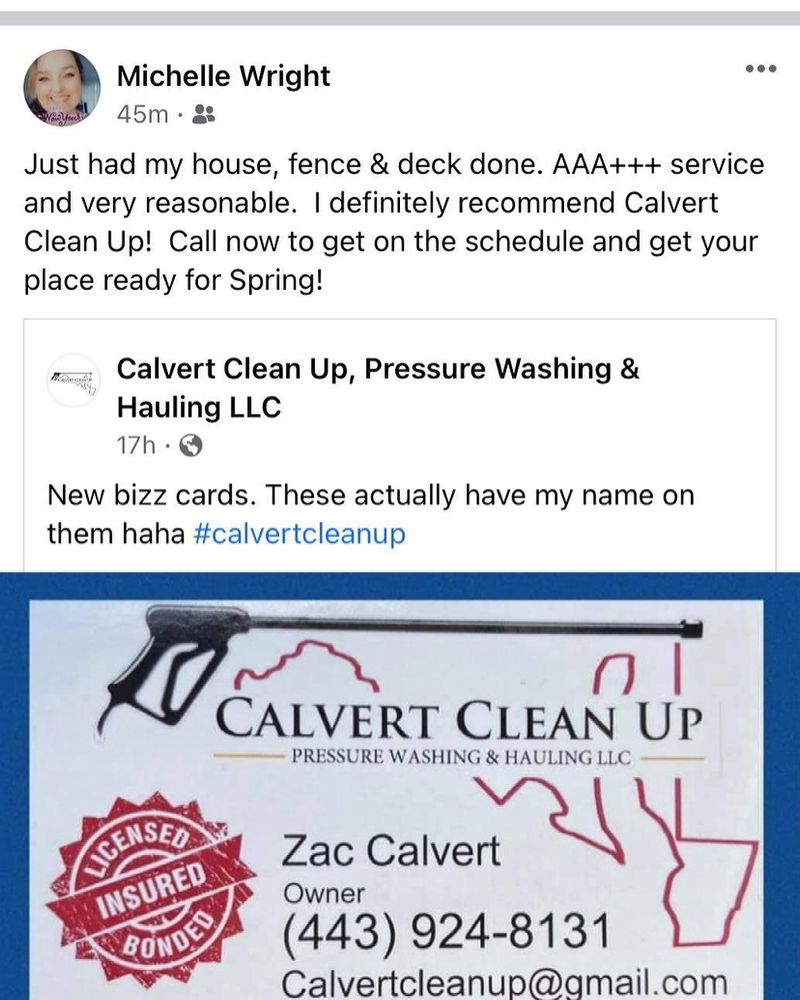 Soft Washing for Calvert Clean Up, Pressure Washing & Hauling LLC in Pasadena, MD