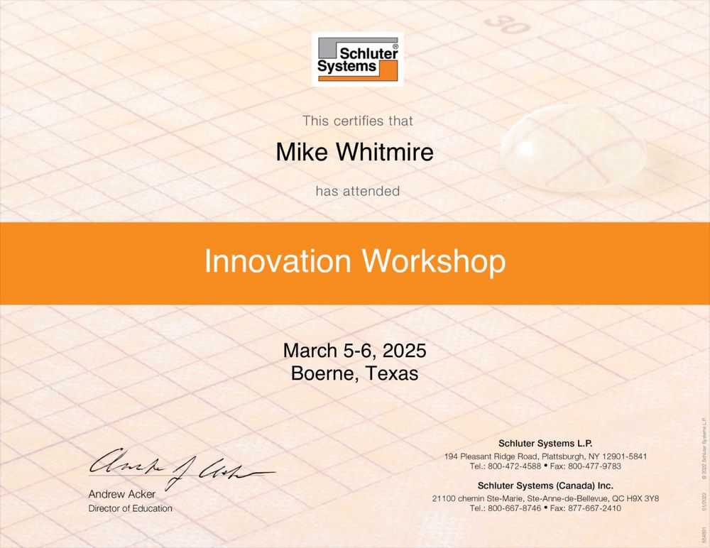 Certifications & Training for Guadalupe Tile Company in New Braunfels, TX